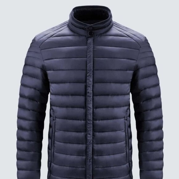 Navy Blue Mens Puffer Coat - Picture 1 of 6